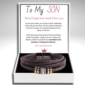 To My Son - 'I will always be with you' Leather Bracelet