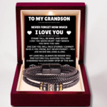To My Grandson - 'Love you, forever' Leather Bracelet