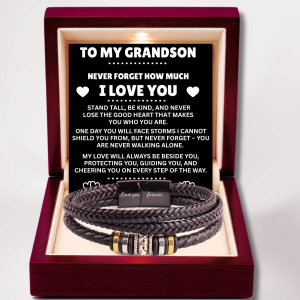 To My Grandson - 'Love you, forever' Leather Bracelet