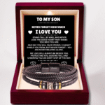 To My Son - 'Love you, forever' Engraved Leather Bracelet