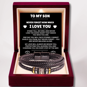 To My Son - 'Love you, forever' Engraved Leather Bracelet
