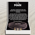 To My Man - 'Love you, forever' Engraved Leather Bracelet