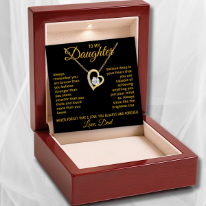 To My Daughter - Dad Love - Forever Loved Heart Necklace